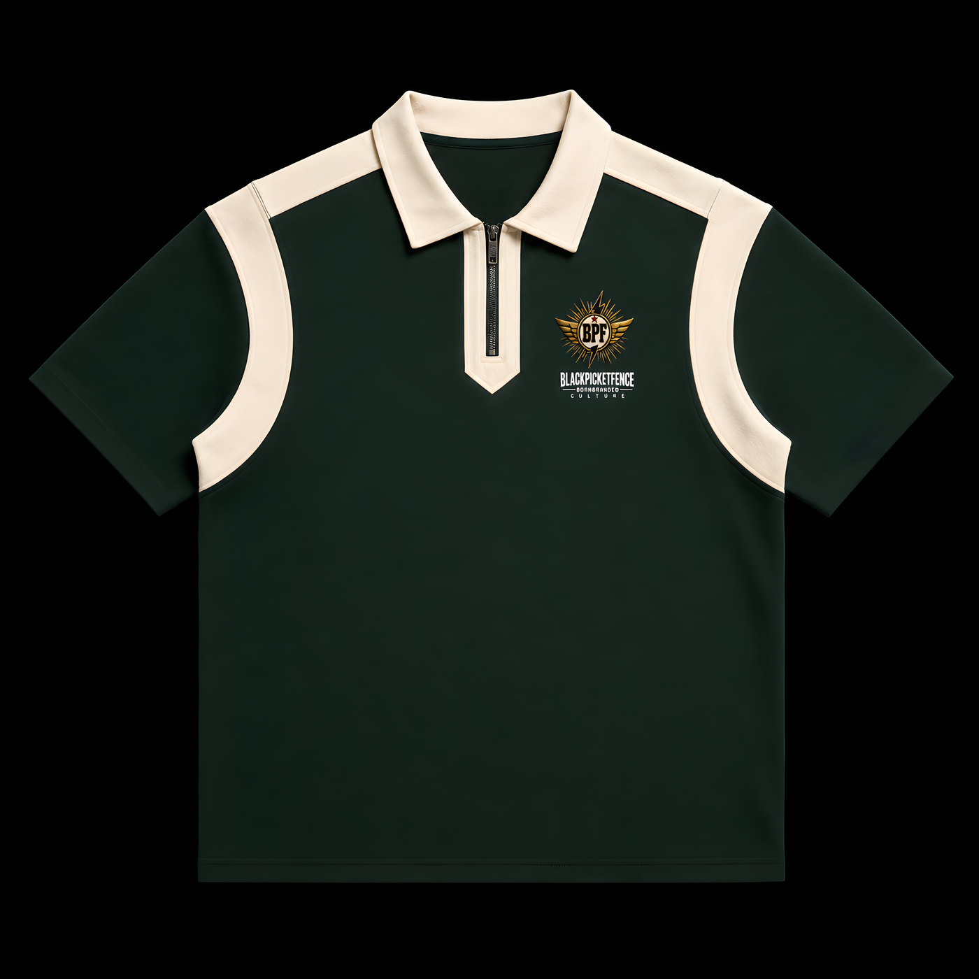 Unisex Color Block Quarter Zip Polo Shirt