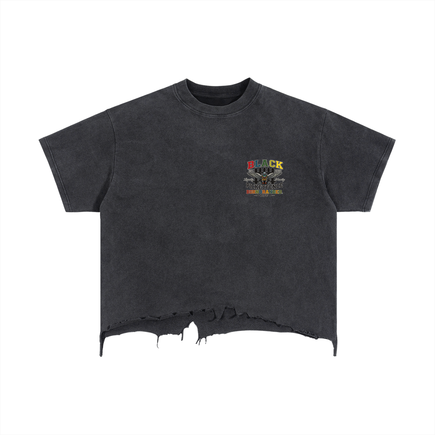 Vintage Wash Boxy Distressed Hem T-Shirt