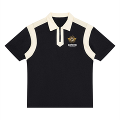 Unisex Color Block Quarter Zip Polo Shirt