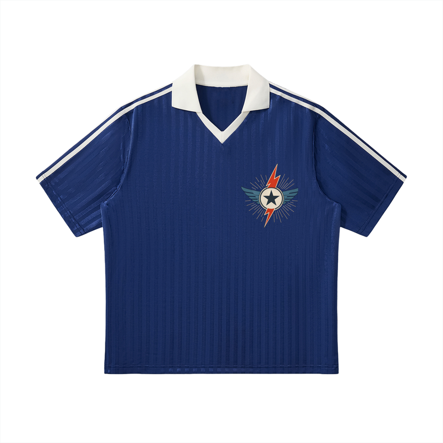 Contrast Collar Striped Soccer Jersey