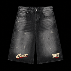 Men’s Vintage Wash Wide Leg Denim Shorts
