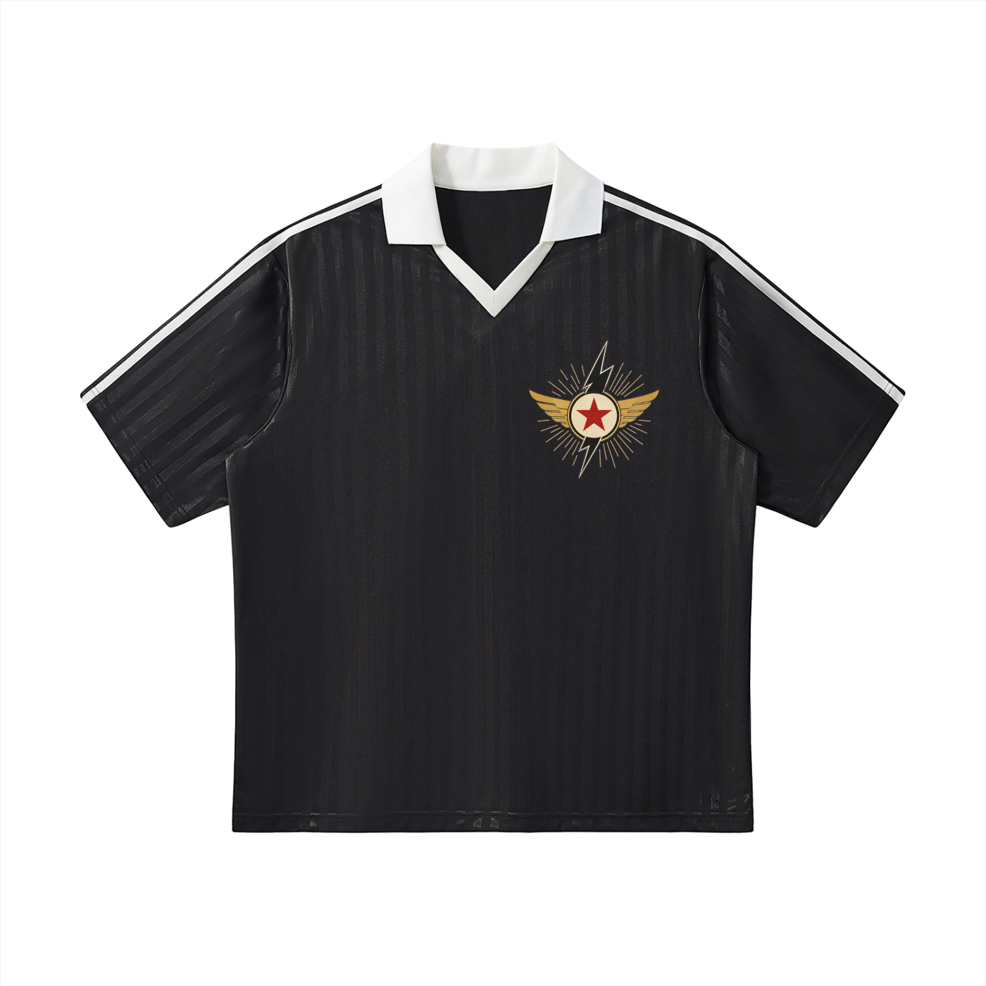 Contrast Collar Striped Soccer Jersey