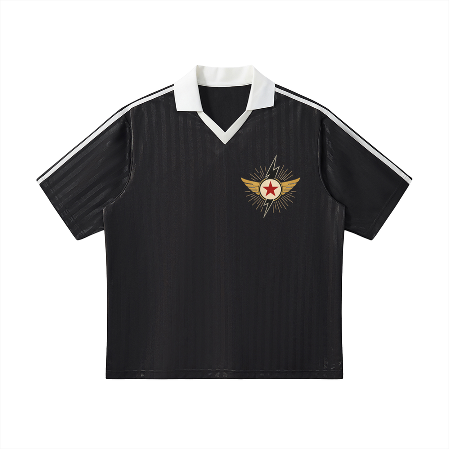 Contrast Collar Striped Soccer Jersey